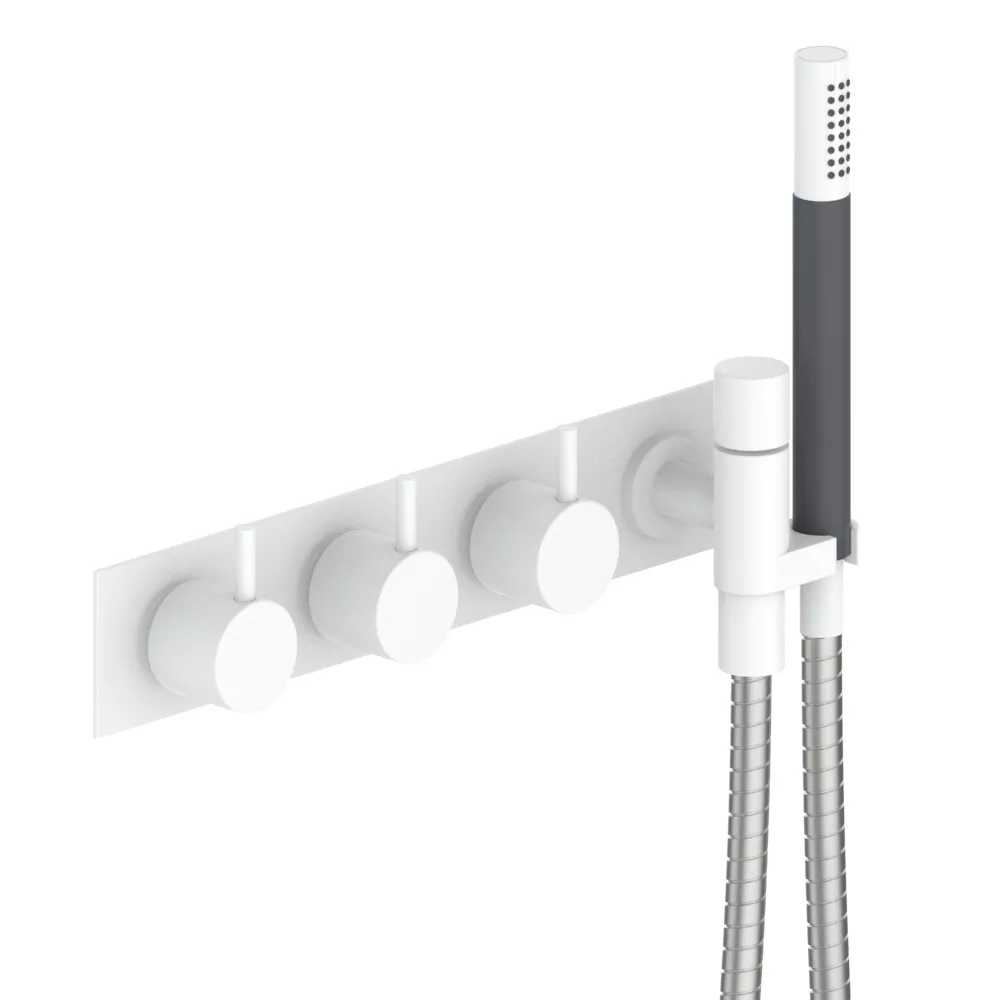vola 874R Unterputz-Wannen-Zweigriffmischer mit 2-Wege-Umstellung, Hebel:25mm, weiß matt-874R-28