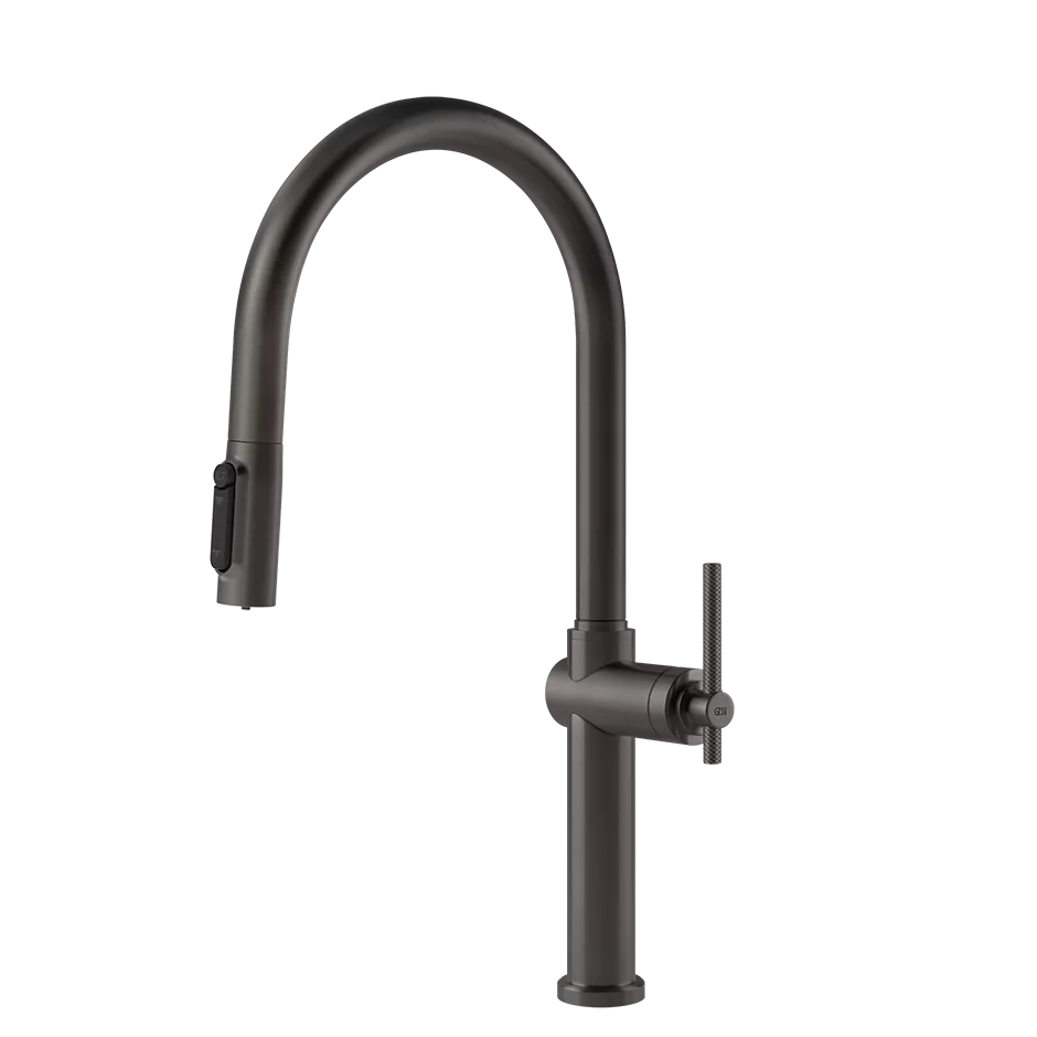 Gessi HABITO FILTERED Einhebelmischer mit Schwenkarm und Auszugsbrause mit 2 Strahlfunktionen, mit Filterwasserfunktion, zur Kombination mit dem Filtrationskit 01595, metall schwarz gebürstet PVD - 60872707