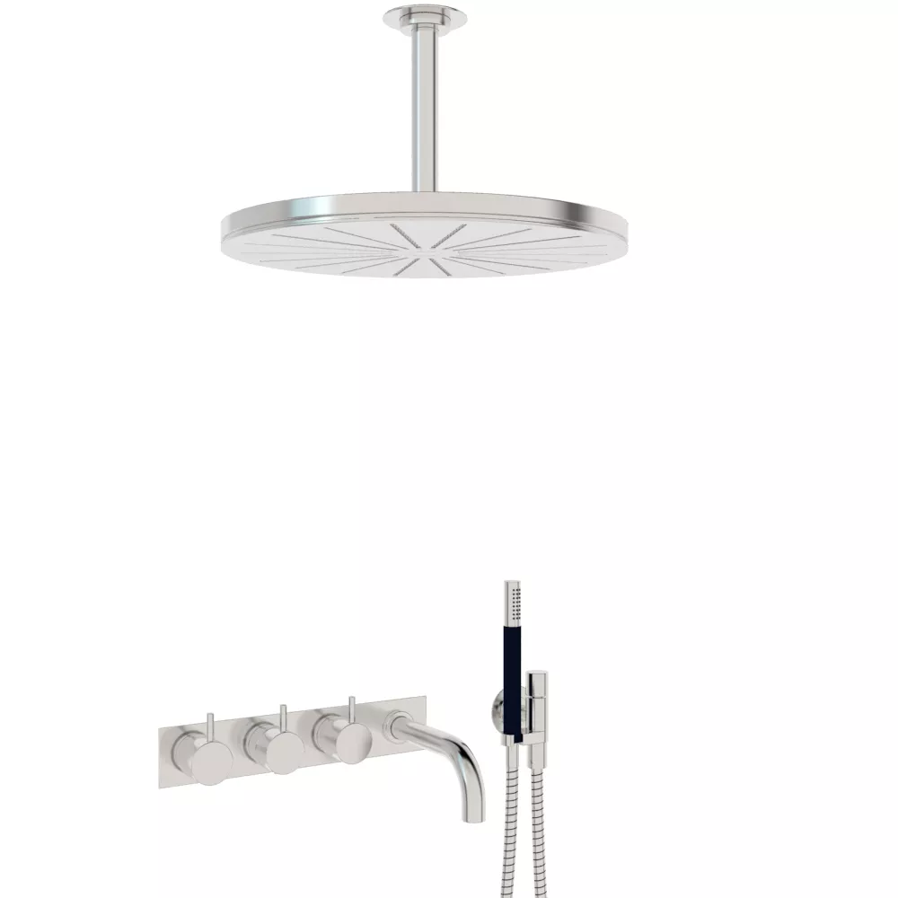 vola Combi-16 Unterputz-Wannen-Thermostat mit 3-Wege-Umstellung, Hebel:25mm, chrom-Combi-16-16