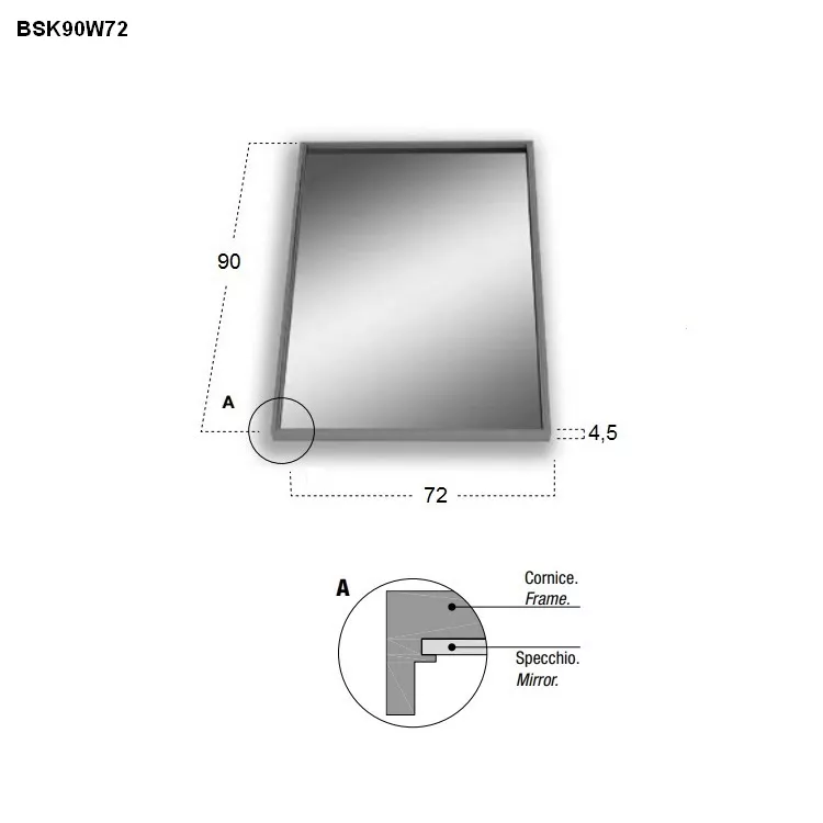 antoniolupi BESPOKE rechteckiger LED-Spiegel, 4000K-BSK90W72