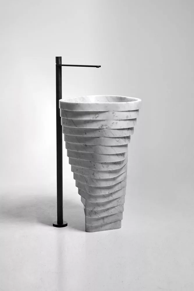 antoniolupi VORTICE freistehendes Waschbecken, 51,6x49,5x84,5cm, bianco cararra-VORTICE