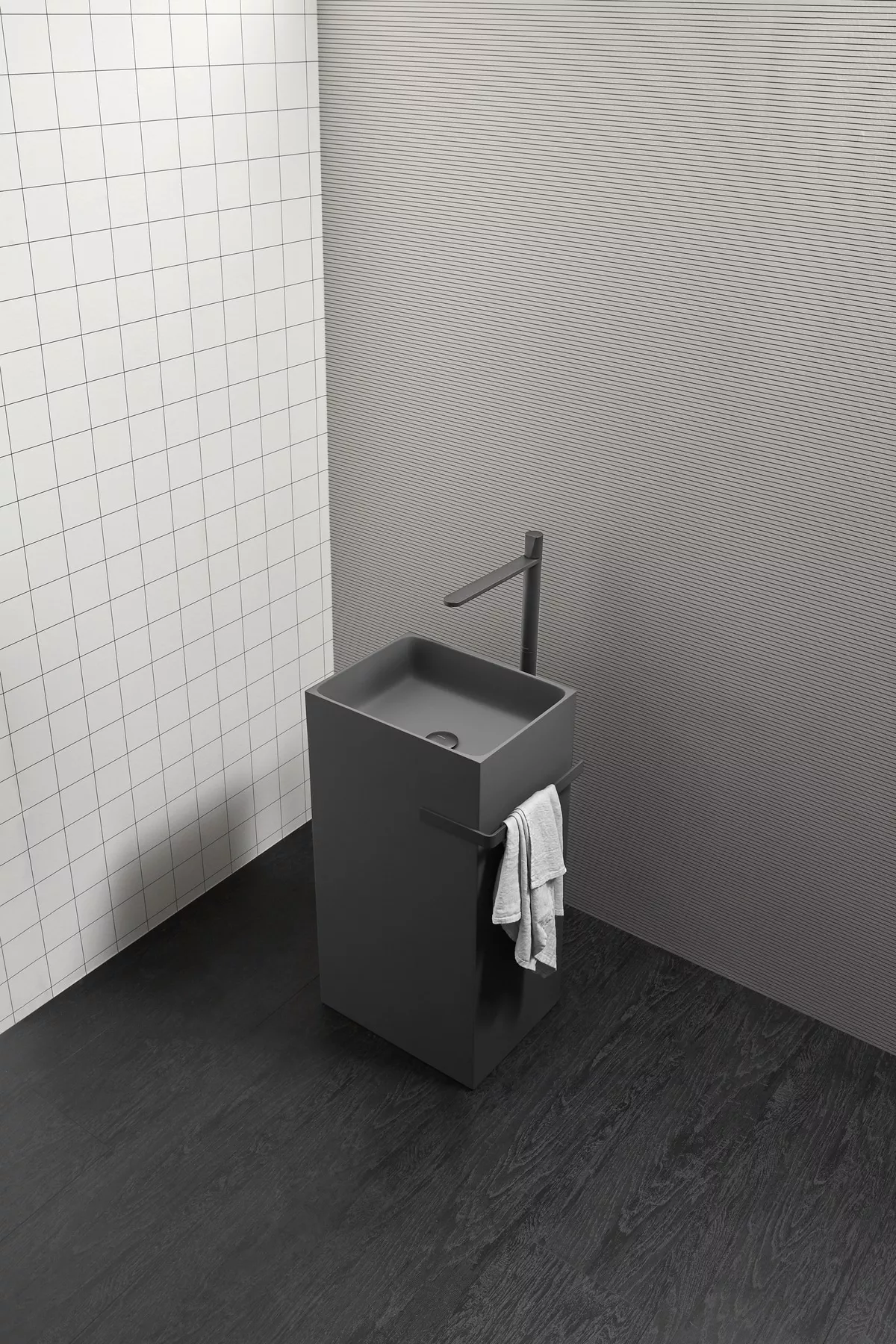 antoniolupi FUSTO freistehendes Waschbecken aus Colormood®, Breite: 45cm, Tiefe: 35cm, Höhe: 85cm, lackiert nach antoniolupi Farbkarte - FUSTO-4-DIV