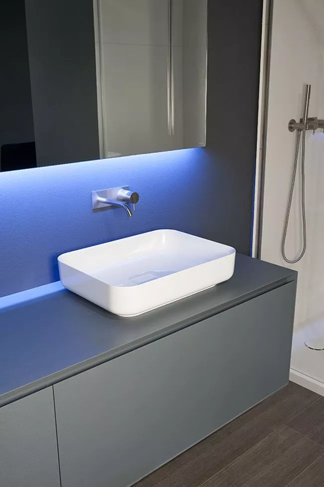 antoniolupi BOLOMOOD rechteckiges Aufsatzbecken aus Flumood®, 54x40cm, weiß matt-BOLOMOOD54-2