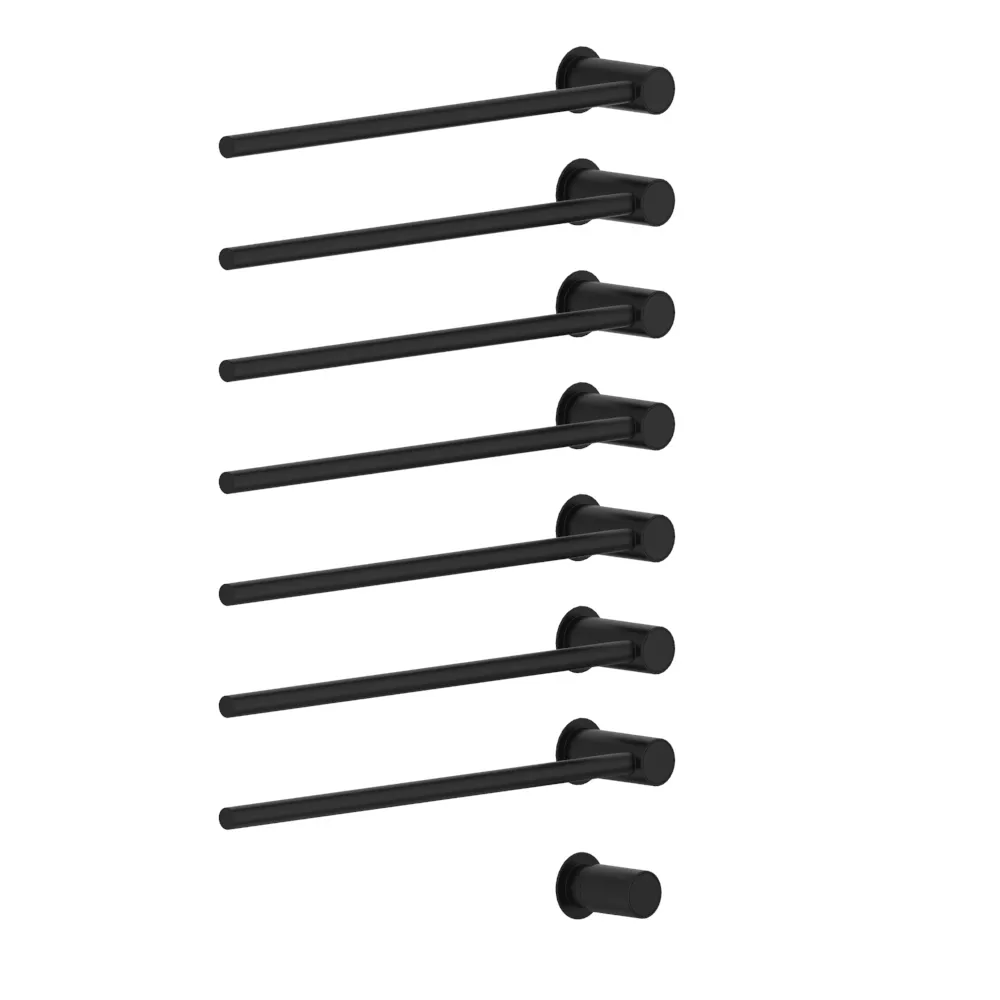 vola T39EL/7 Unterputz-Handtuchwärmer für Elektroanschluss, Breite:555mm, mit 7 Heizstäben, schwarz matt-T39EL/7-27