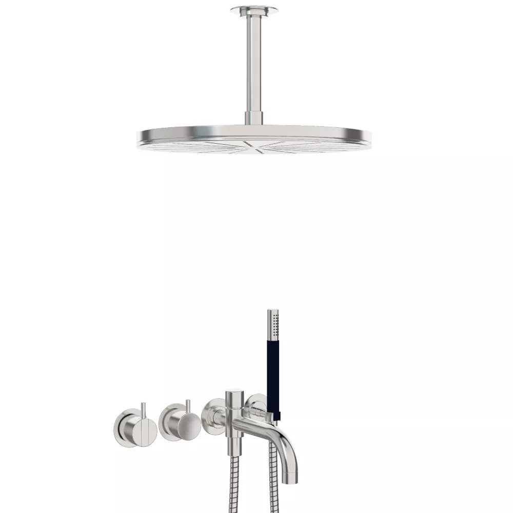 vola 2441DT8-061A UP-Wannen-Einhebelmischer mit 2-Wege-Umstellung, Ausladung:200mm, Decken-Regenbrause 060A, Hebel:25mm, chrom-2441DT8-061A-16