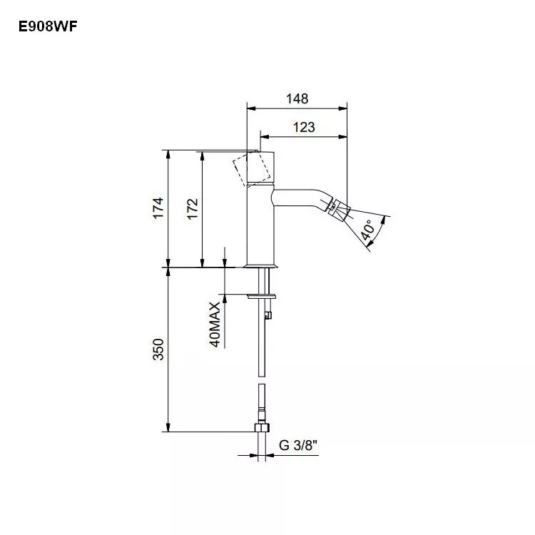 Fantini NOSTROMO Stand-Bidetmischer, H:17cm, Griff ohne Hebel-5002E908WF