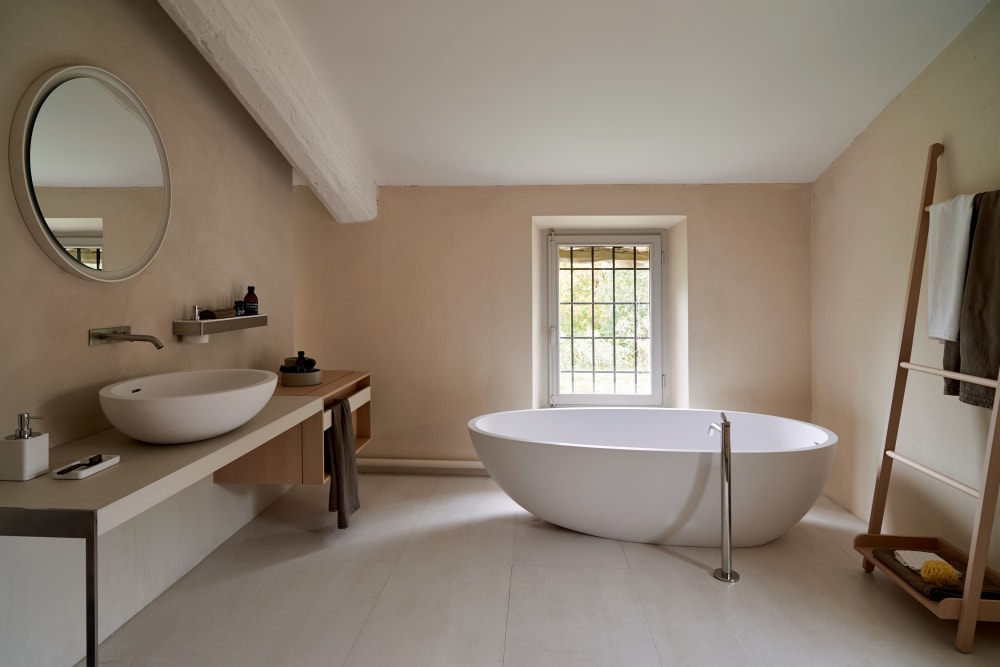 Agape SPOON XL Aufsatzbecken aus Cristalplant® mit Überlauf, Breite: 63,2cm, Tiefe: 48,2cm, Höhe: 17,2cm, weiß matt - ACER0713Z