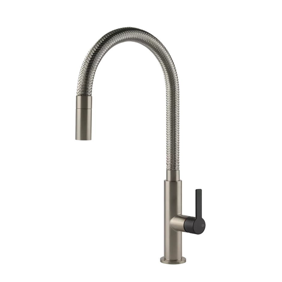 Gessi MESH Einhebelmischer mit Schwenkarm, Finox nickel gebürstet / schwarz - 60003599