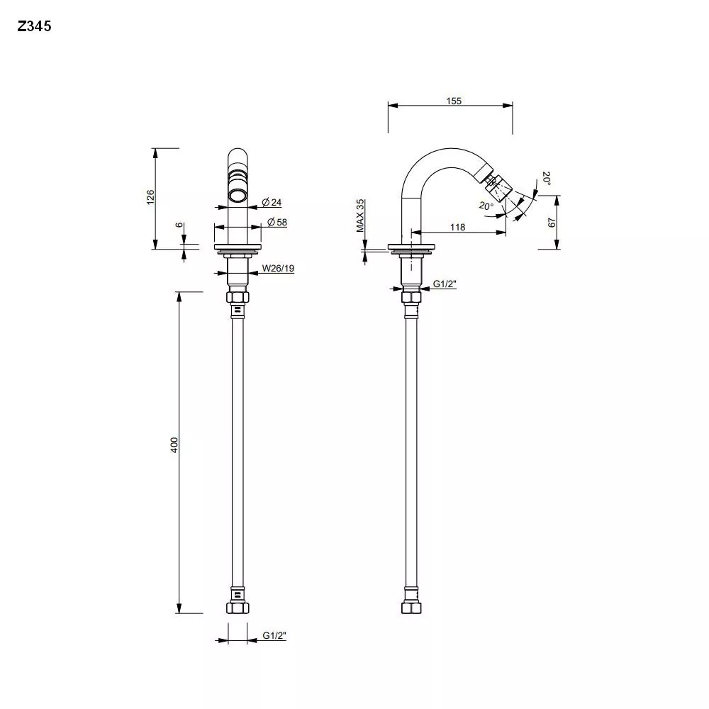 Fantini NOSTROMO Stand-Bidet-Auslauf-5002Z345