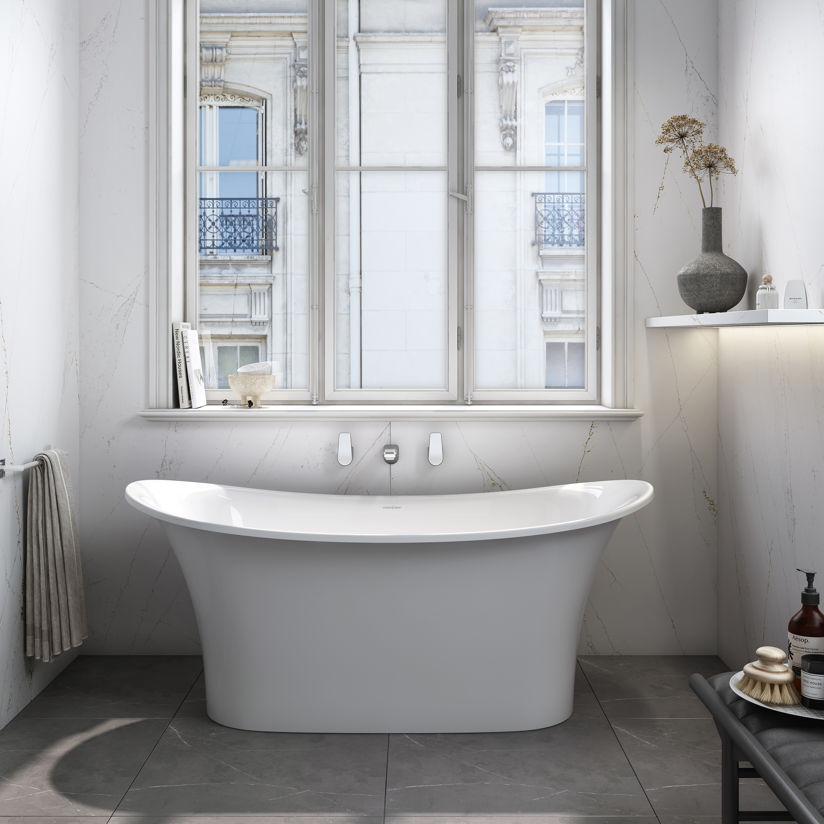 victoria + albert TOULOUSE freistehende Badewanne, 152x74x65cm-TO1-N-SW-NO