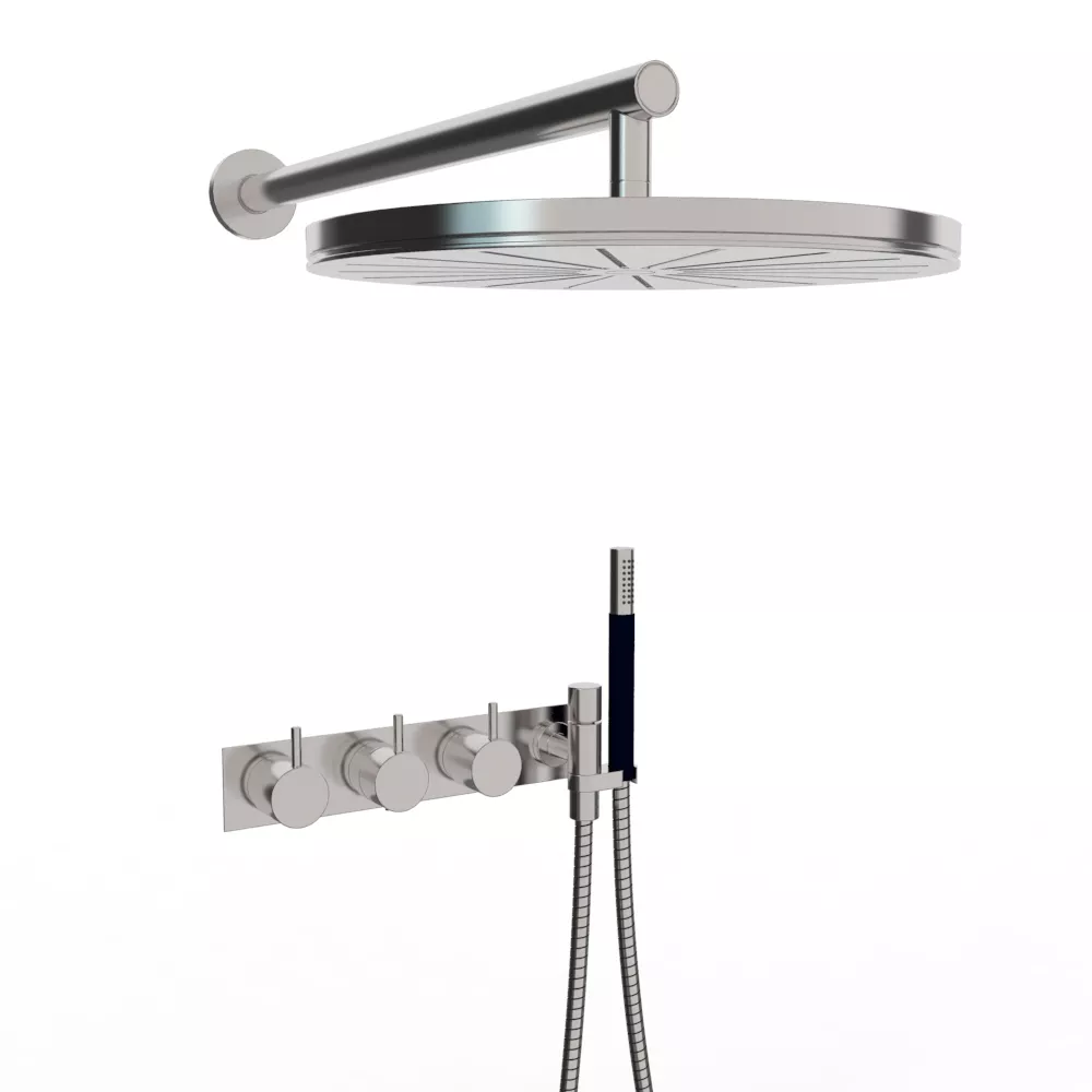 vola 5474R-061 Unterputz-Brause-Thermostat mit 2-Wege-Umstellung, Wand-Regenbrause 060, Hebel:25mm, chrom-5474R-061-16