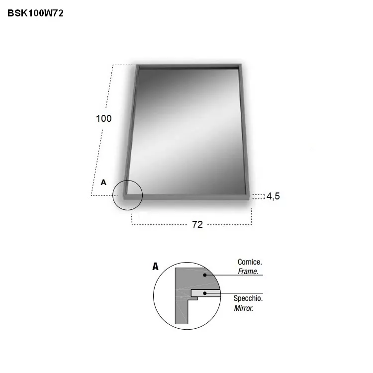 antoniolupi BESPOKE rechteckiger LED-Spiegel, 4000K-BSK100W72