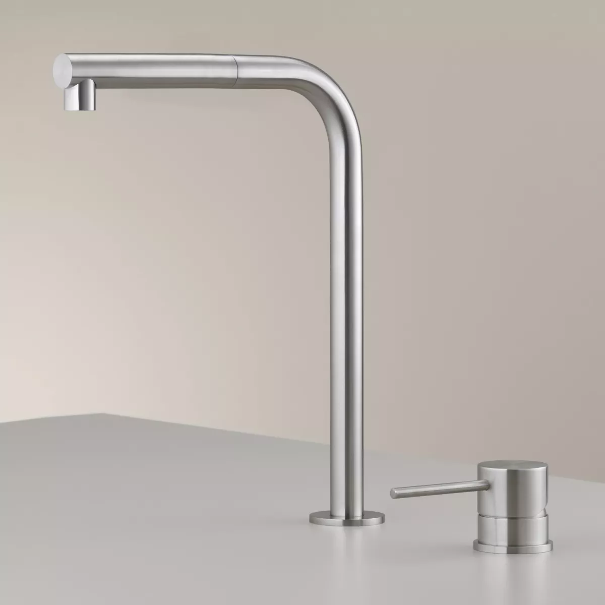 cea MIL 209 Küchen-Zweiloch-Eingriffmischer mit Schwenkauslauf und Pull-out Handbrause, edelstahl satiniert-MIL209S