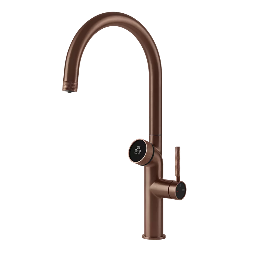 Gessi VITA GESSI Multifunktionsspender mit digitalem Wahlschalter und Einhebelmischer mit schwenkbarem Auslauf, zu kombinieren mit Kühleinheit 60802 und/oder Heißwassereinheit 60806, kupfer gebürstet PVD - 60720708