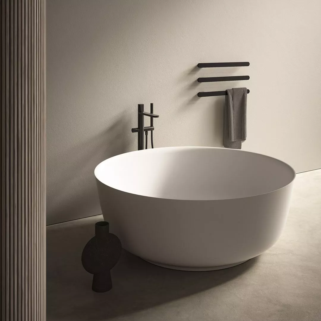 antoniolupi ORION freistehende Badewanne aus Cristalplant®, Durchmesser: 135cm, Höhe: 50cm, weiß matt - ORION135