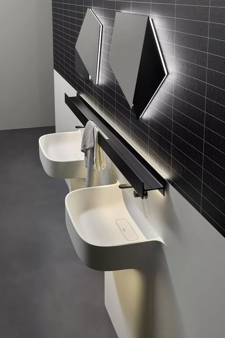 antoniolupi FLUIDO Wandeinbaubecken, 94x51,5x95cm, mit LED-Beleuchtung, weiß matt-FLUIDO