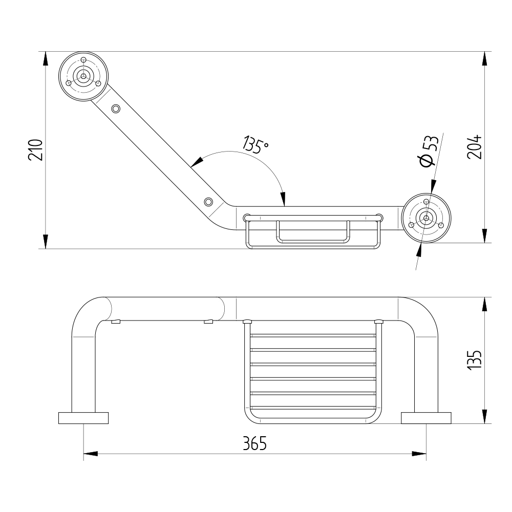 AVENARIUS Serie Universal Wannengriff abgewinkelt, mit Korb, chrom-9003031010