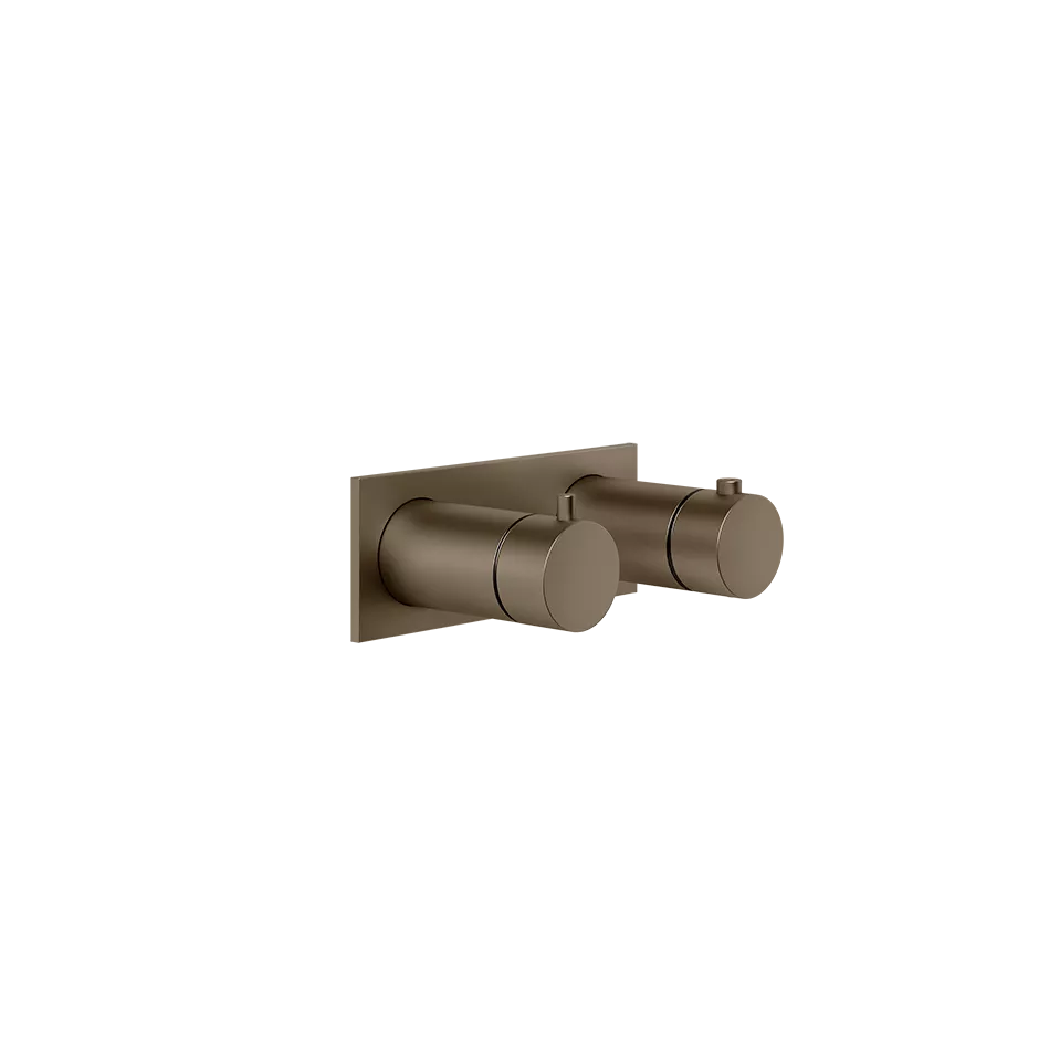 Gessi ANELLO Außenteil für Unterputz-Thermostat, 3-Wege, mit Thermostatkartusche, Rückflussverhinderer und rechteckiger Platte, coffee bronze gebürstet PVD - 63336761