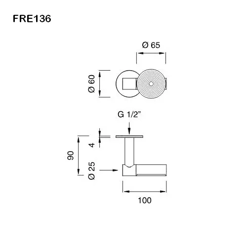 cea FRE 136 Wand-Kopfbrause mit beweglichem Brausekopf, D:65mm, edelstahl satiniert-FRE136S
