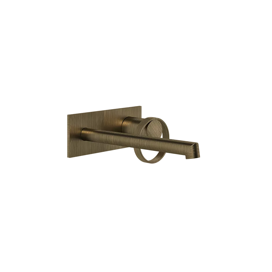 Gessi ANELLO Außenteil für Waschtisch-Einhebelmischer mit Auslauf zur Wandmontage, Ausladung: 175-205mm, mit rechteckiger Platte, ohne Ablaufgarnitur, messing antik - 63389713 Gessi ANELLO Außenteil für Waschtisch-Einhebelmischer mit Auslauf zur Wandmontage, Ausladung: 175-205mm, mit rechteckiger Platte, ohne Ablaufgarnitur, messing antik - 63389713