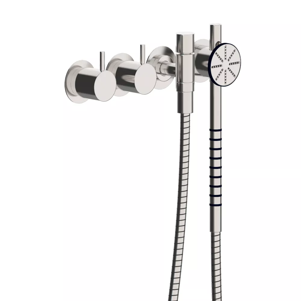 vola 671S Brause-Zweigriffmischer mit Rundkopf-Handbrause, Hebel:25mm, chrom-671S-16