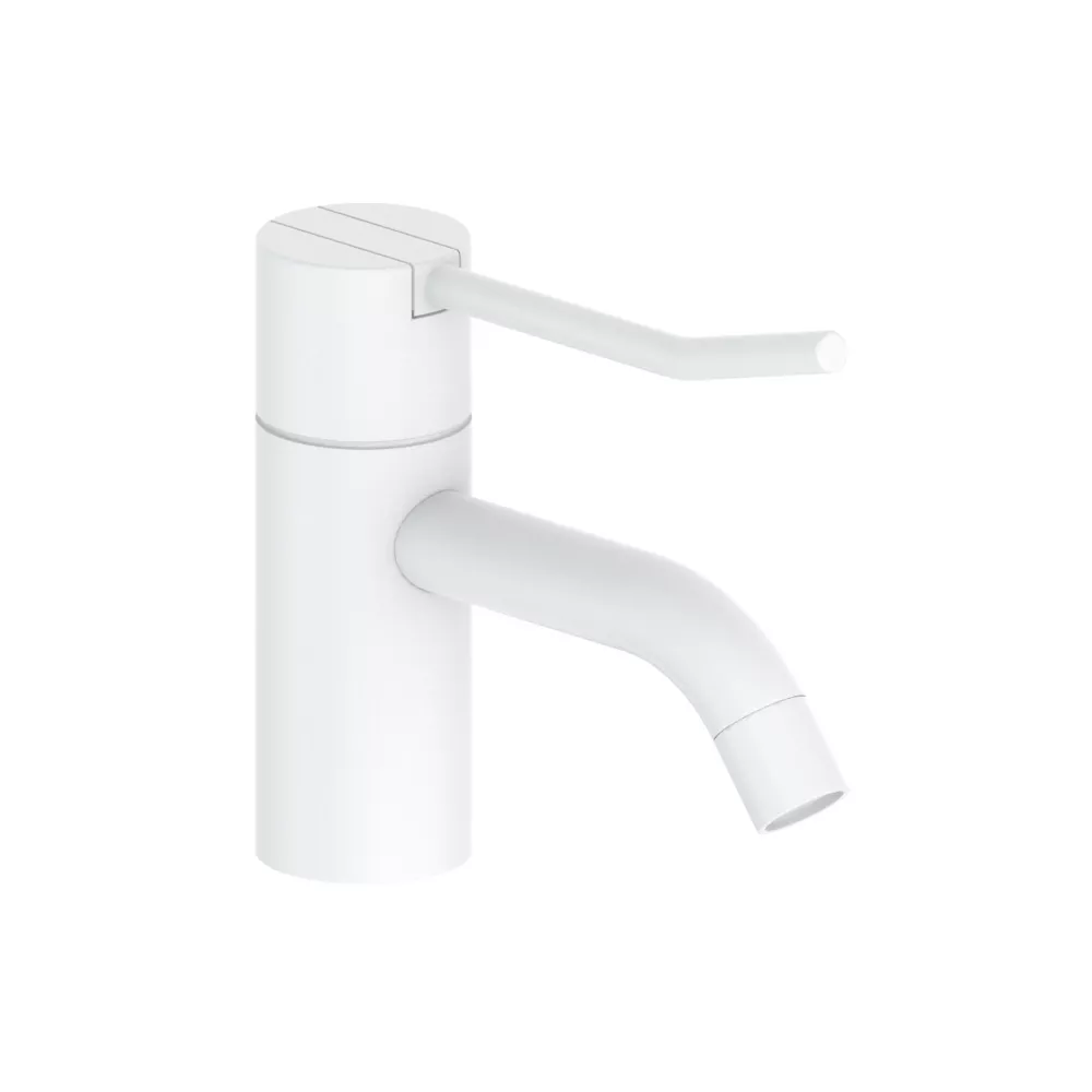 vola HV1L Waschtisch-Einhebelmischer, Höhe:120mm, Ausladung:114mm, ohne Ablaufgarnitur, Hebel:100mm, weiß matt-HV1L-28