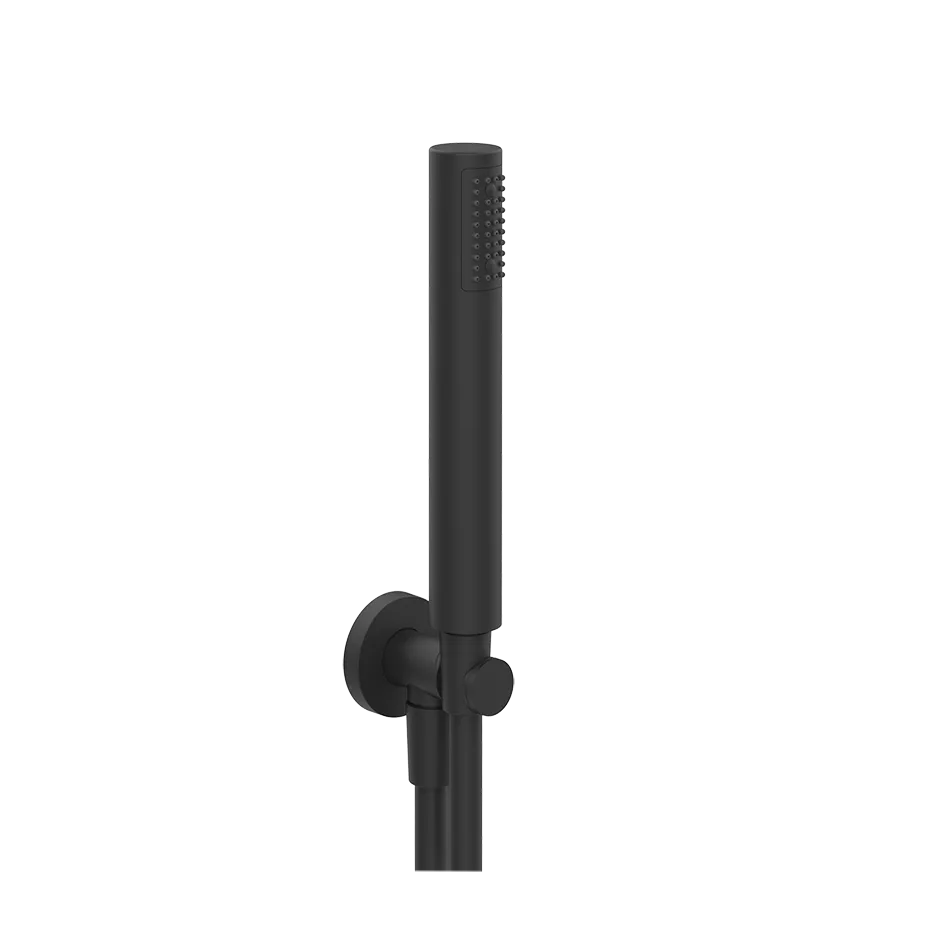 Gessi EMPORIO Brause-Set zur Wandmontage, mit Halterung, Schlauch 1,50m, Wandanschlussbogen und Antikalk-Handbrause, 1/2 Anschluss, schwarz matt - 38726299