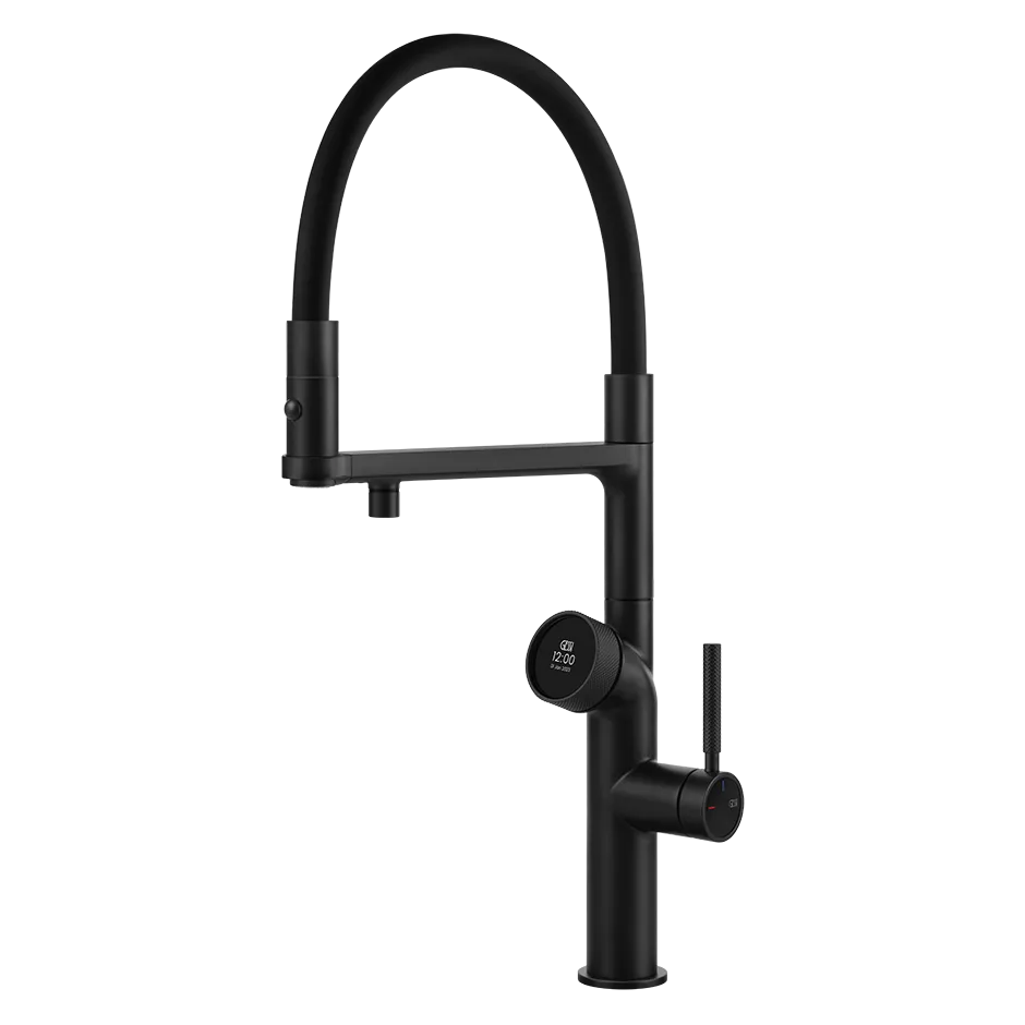 Gessi VITA GESSI Multifunktionsspender mit digitalem Wahlschalter und Semi-Pro Einhebelmischer mit schwenkbarem Auslauf, zu kombinieren mit Kühleinheit 60802 und/oder Heißwassereinheit 60806, schwarz matt - 60722299