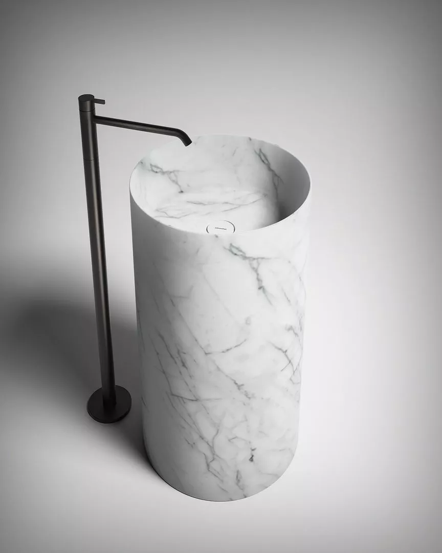 antoniolupi BREEZE STONE freistehendes Rund-Waschbecken aus Naturstein, 85x40cm, bianco carrara-BREEZEST40-BIANCO-CARRARA