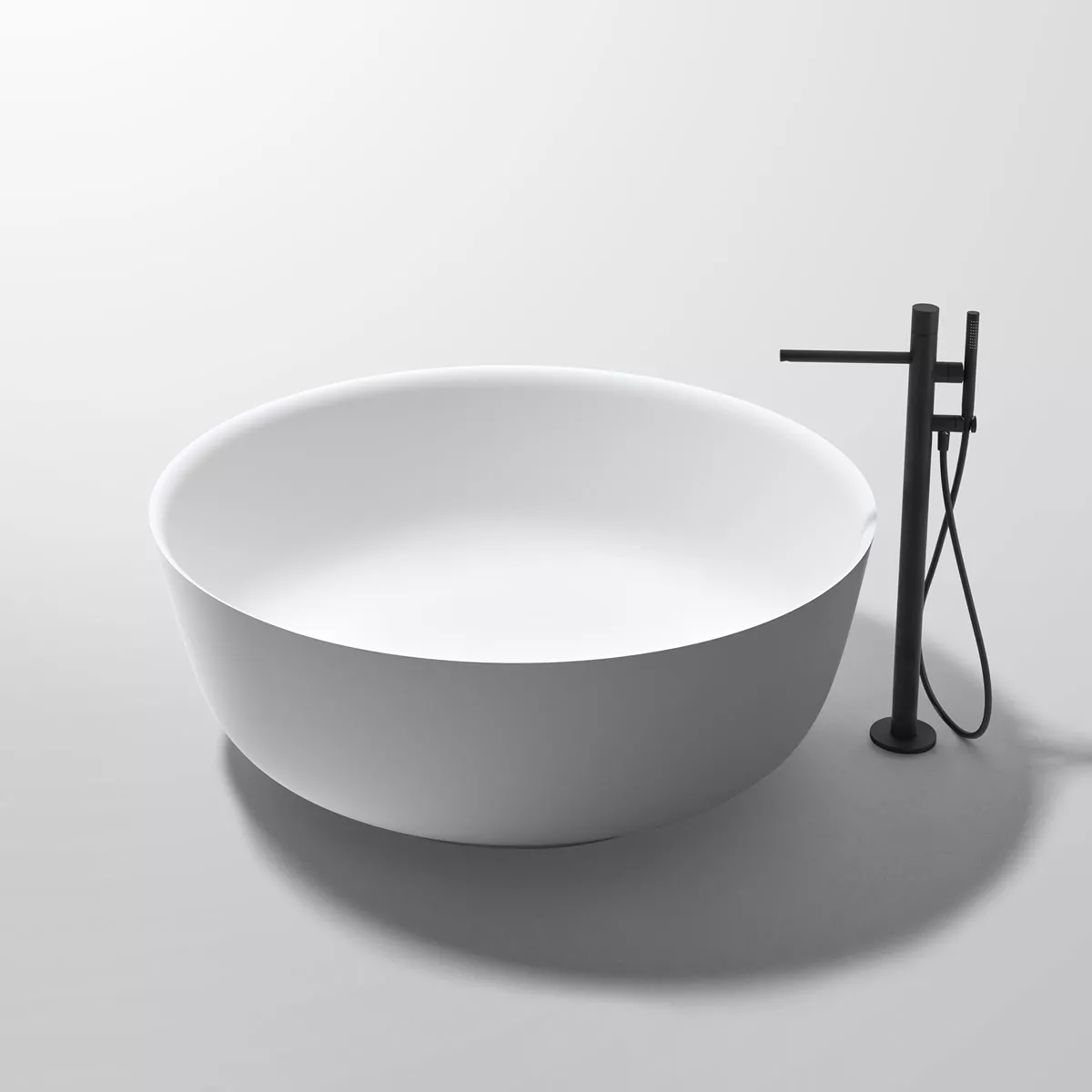 antoniolupi ORION freistehende Badewanne aus Cristalplant®, Durchmesser: 135cm, Höhe: 50cm, weiß matt - ORION135