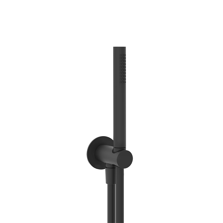 Gessi 316 Antikalk-Stabhandbrause mit Wandanschlussbogen und Halterung zur Wandmontage, Schlauch 1,50m, 1/2 Anschluss, schwarz matt - 54023299