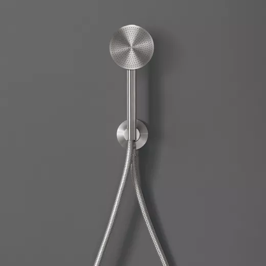 cea FRE 192 Brausegarnitur mit integriertem Brausehalter und Rundkopf-Handbrause D:80mm, edelstahl satiniert-FRE192S