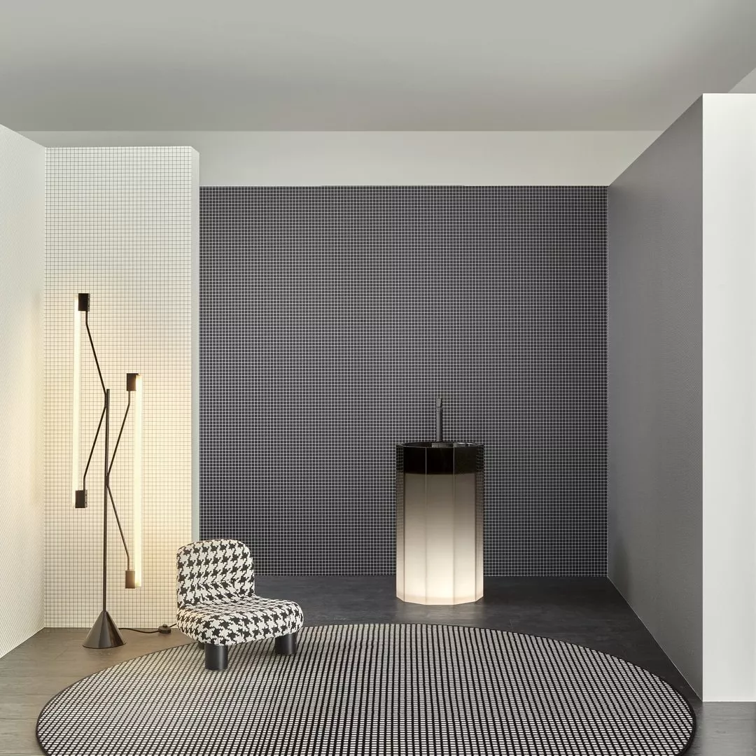 antoniolupi VITREO freistehendes Waschbecken aus Cristalmood®, 85x50cm, mit LED-Beleuchtung, fumé, Ablaufgarnitur chrom-VITREOWLU_FUME