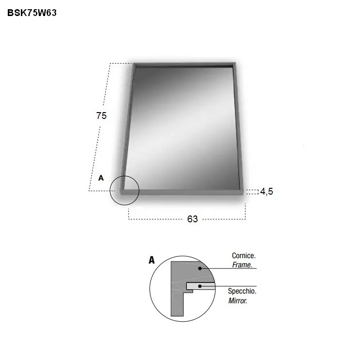 antoniolupi BESPOKE rechteckiger LED-Spiegel, 4000K-BSK75W63