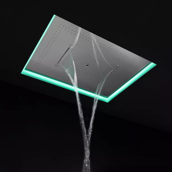 antoniolupi METEO XXL Decken-Einbaukopfbrause mit Wasserfall mit LED, edelstahl poliert/weiß-METEOXXL_BAL