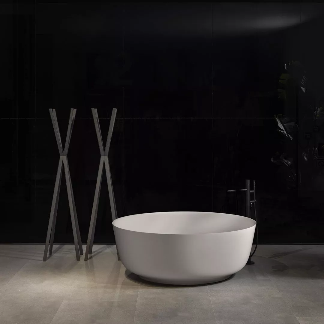 antoniolupi ORION freistehende Badewanne aus Cristalplant®, Durchmesser: 135cm, Höhe: 50cm, weiß matt - ORION135
