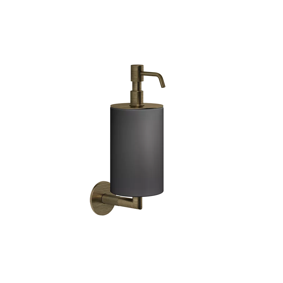 Gessi ANELLO Seifenspender zur Wandmontage, mit schwarzem Behälter, messing antik - 63714713 Gessi ANELLO Seifenspender zur Wandmontage, mit schwarzem Behälter, messing antik - 63714713
