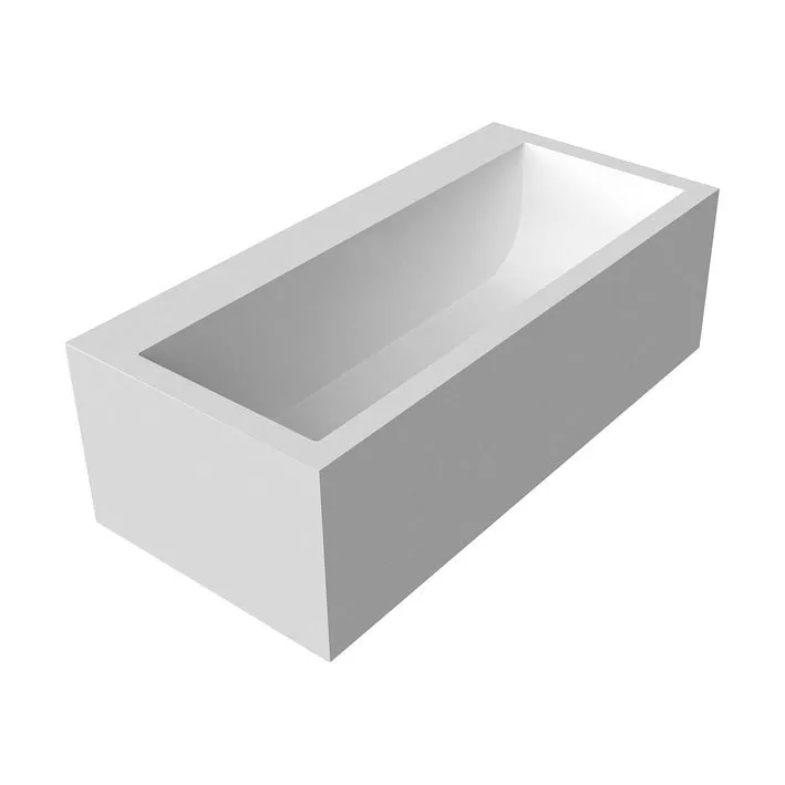 antoniolupi BIBLIO Badewanne mit Armaturenrand hinten, 180x90x53,5cm, 4 Seiten verkleidet, weiß matt, Ablaufgarnitur weiß matt-BIBLIO234L