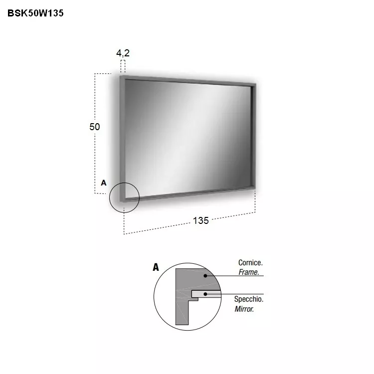 antoniolupi BESPOKE rechteckiger LED-Spiegel, 4000K-BSK50W135