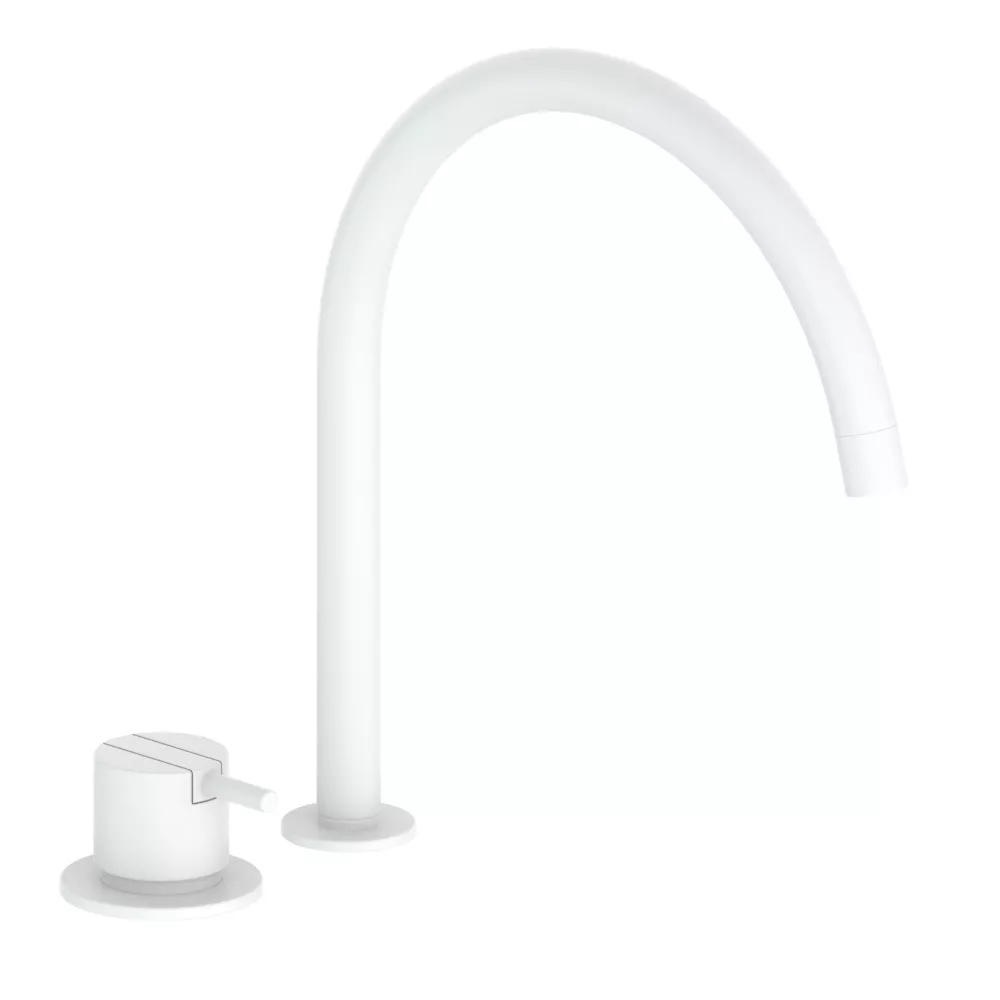 vola 590H Einhebelmischer ohne Ablaufgarnitur, Ausladung:230mm, Hebel:25mm, weiß matt-590H-28
