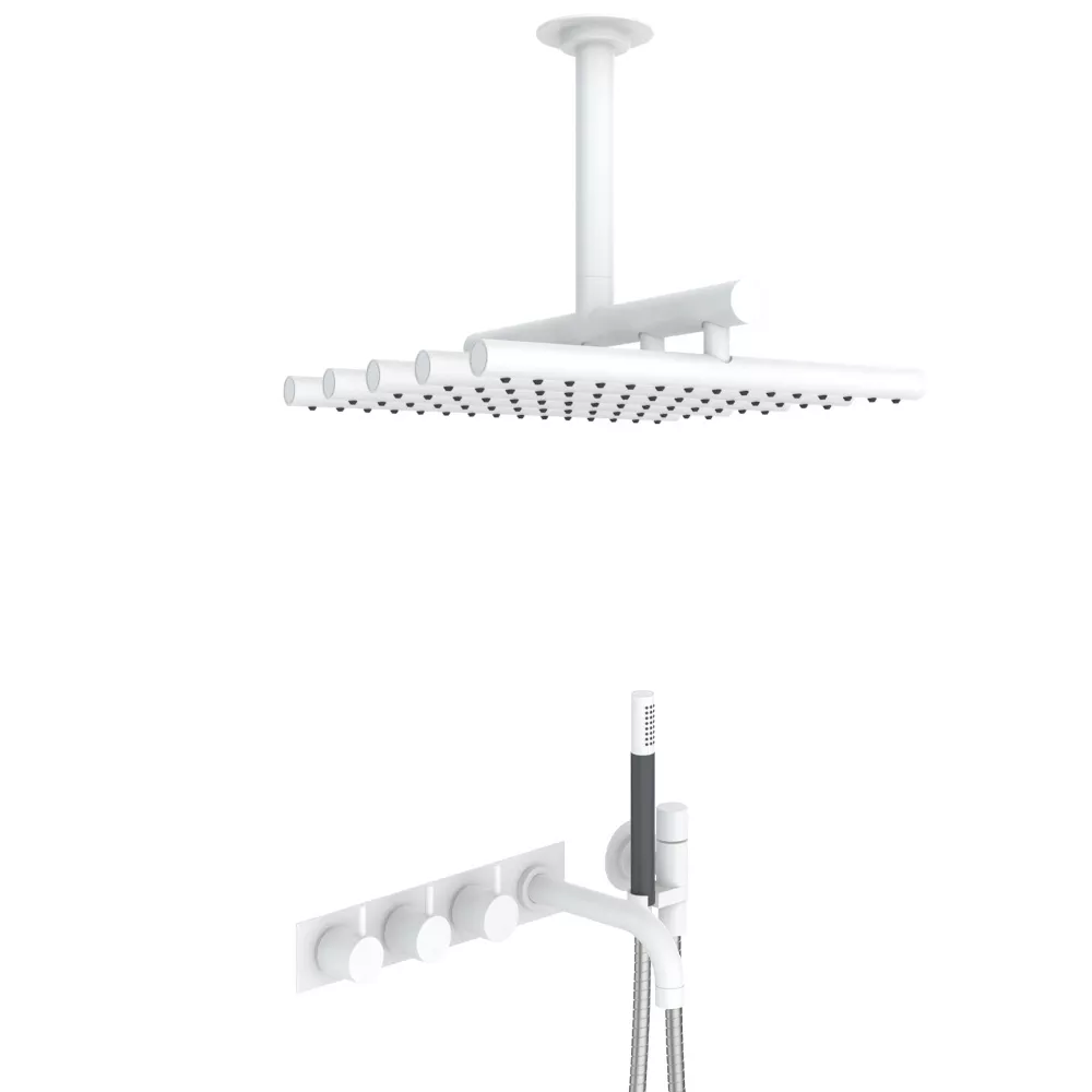vola Combi-6 Unterputz-Wannen-Thermostat mit 3-Wege-Umstellung, Ausladung:160mm, Hebel:25mm, weiß matt-Combi-6-28