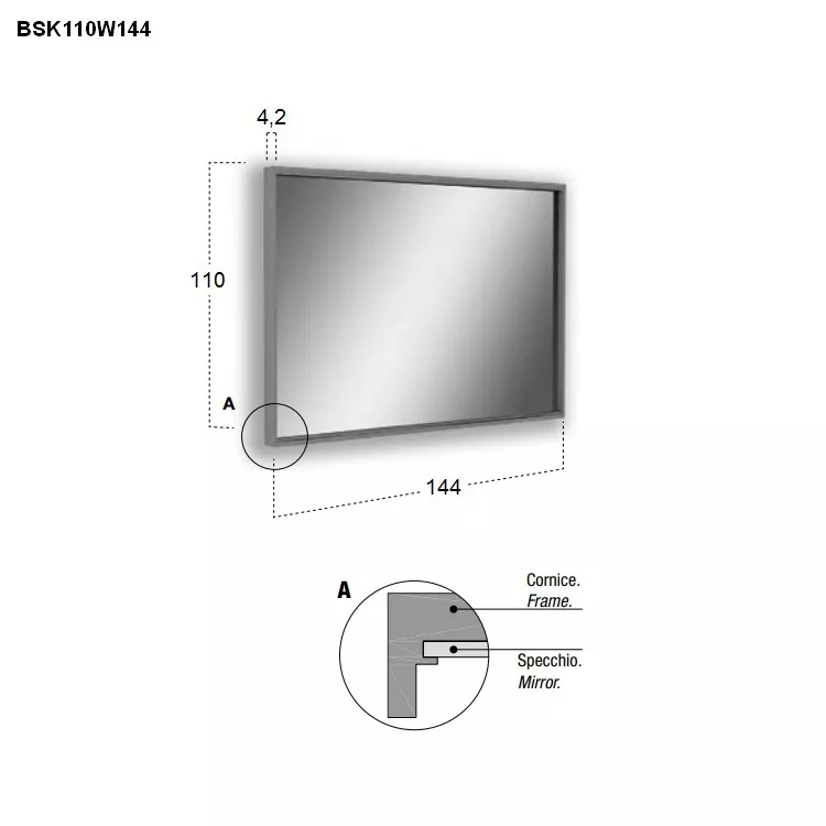 antoniolupi BESPOKE rechteckiger LED-Spiegel, 4000K-BSK110W144