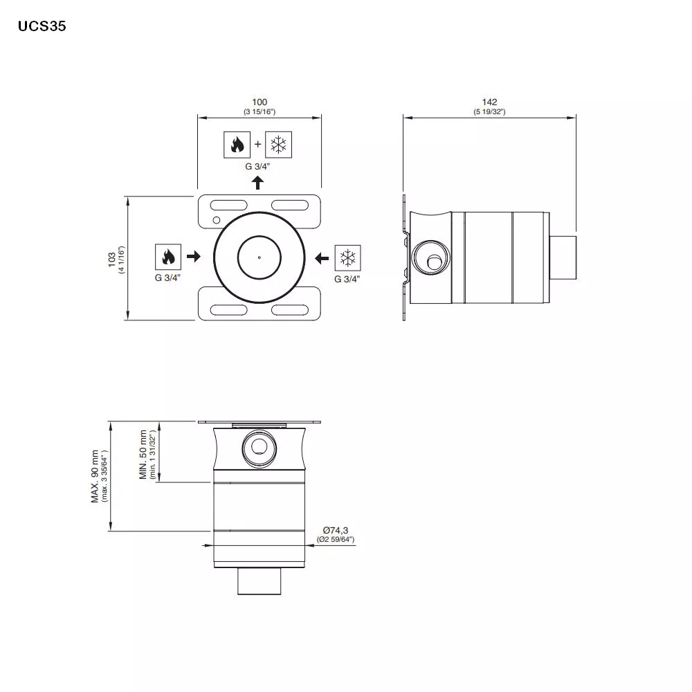 cea Unterputz-Einbauteil-Eingriffmischer, high water flow-UCS35