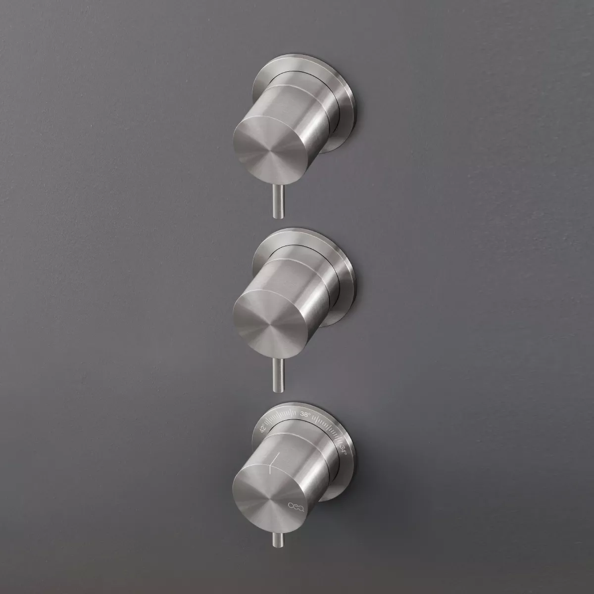 cea MIL 122 Wand-Thermostat mit 2 Absperrventilen, high water flow, edelstahl satiniert-MIL122S