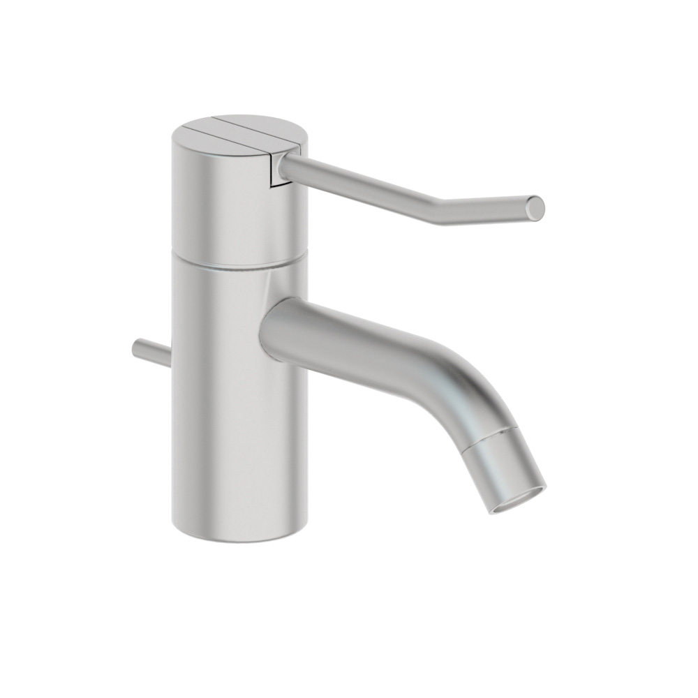 vola HV3L Waschtisch-Einhebelmischer, Höhe:120mm, Ausladung:114mm, mit Ablaufgarnitur, Hebel:100mm, edelstahl-HV3L-40