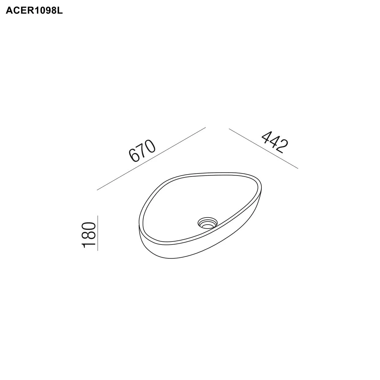 Agape DROP Aufsatzbecken aus Naturstein, Breite: 67cm, Tiefe: 44,2cm, Höhe: 18cm, inklusive Ablaufgarnitur, travertin - ACER1098LTV