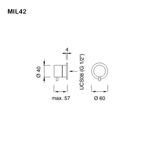 cea MIL 42 Wand-Thermostat, high water flow, edelstahl satiniert-MIL42S