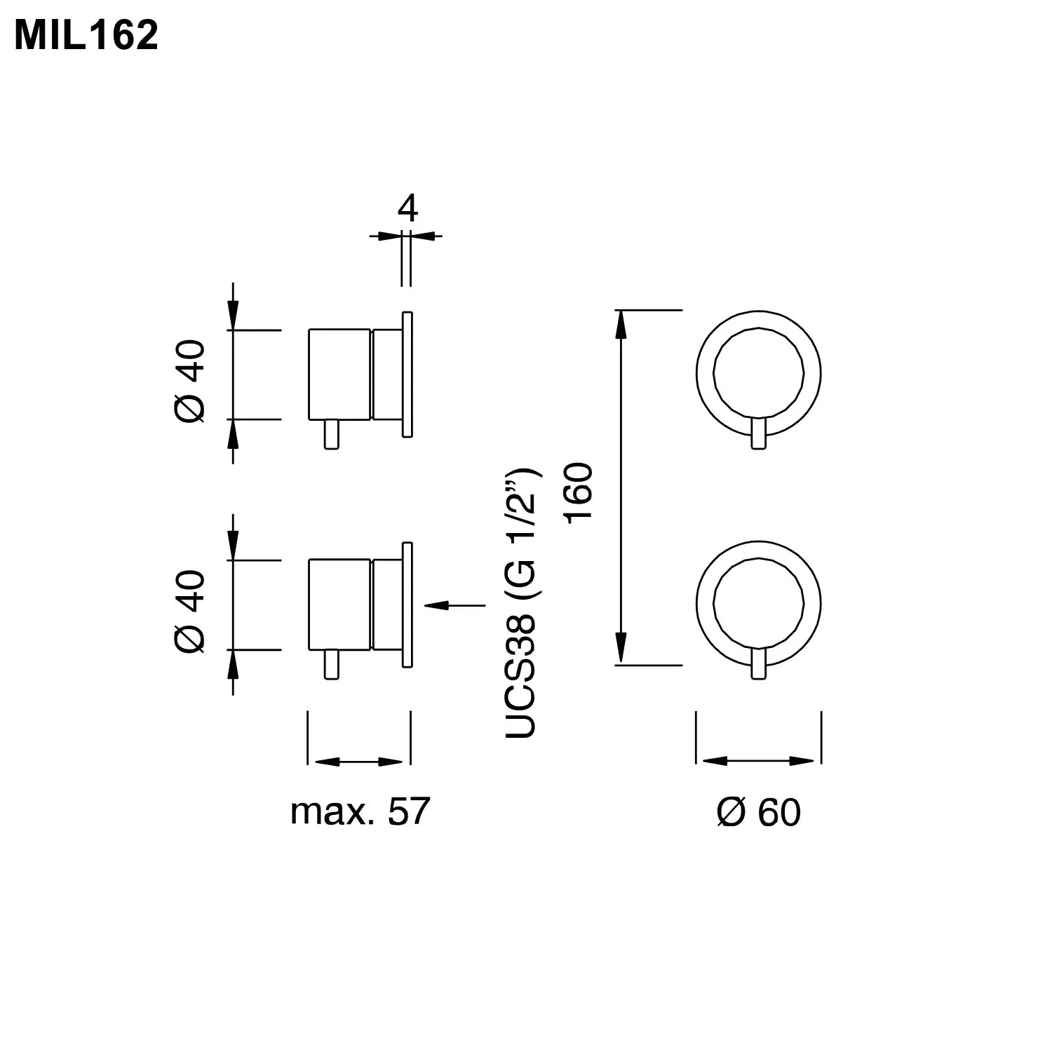 cea MIL 162 Wand-Thermostat mit 2/3-Wege-Umstellung, edelstahl satiniert - MIL162S cea MIL 162 Wand-Thermostat mit 2/3-Wege-Umstellung, edelstahl satiniert - MIL162S