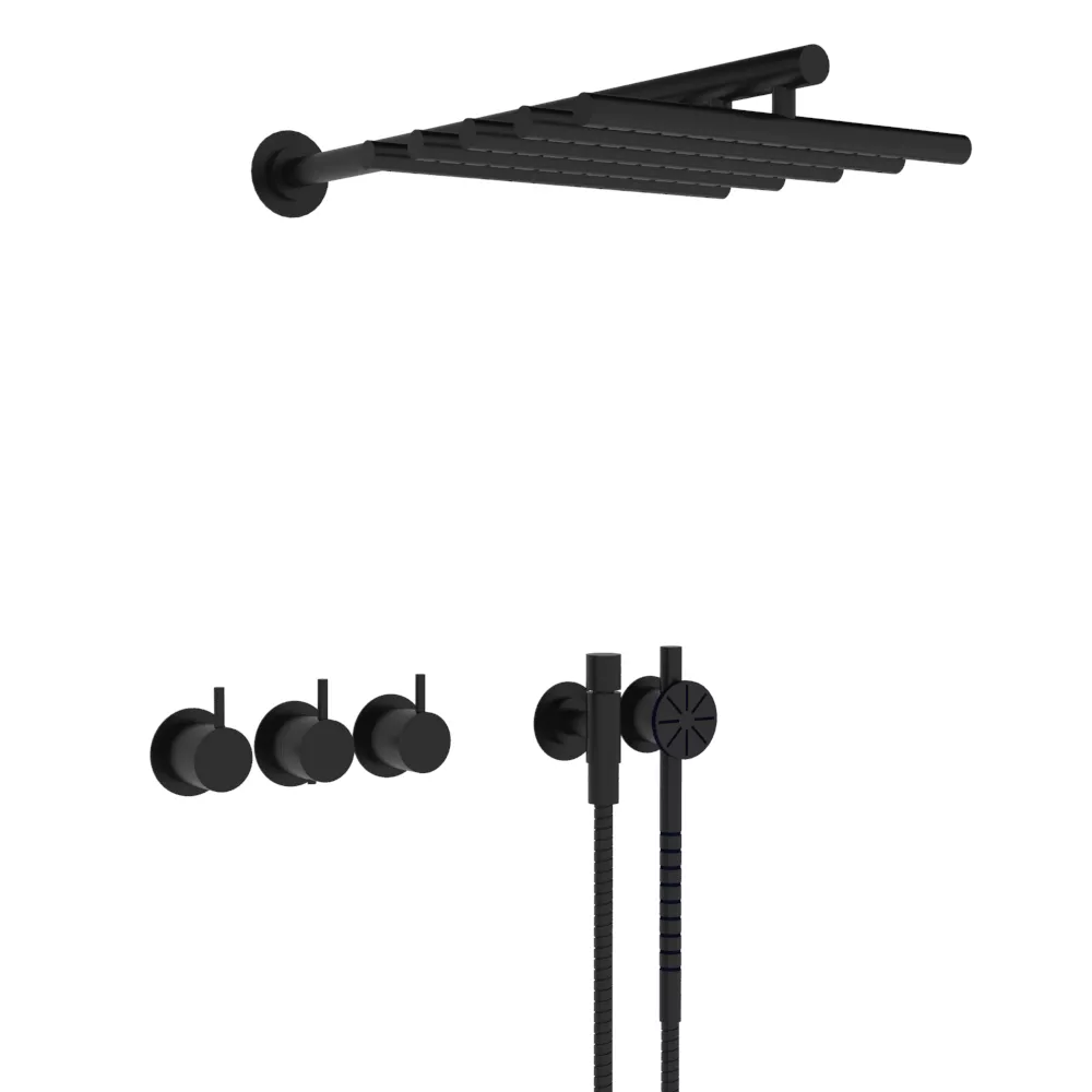 vola 5471S-051 Unterputz-Brause-Thermostat, Wand-Regenbrause 050, Hebel:25mm, schwarz matt-5471S-051-27