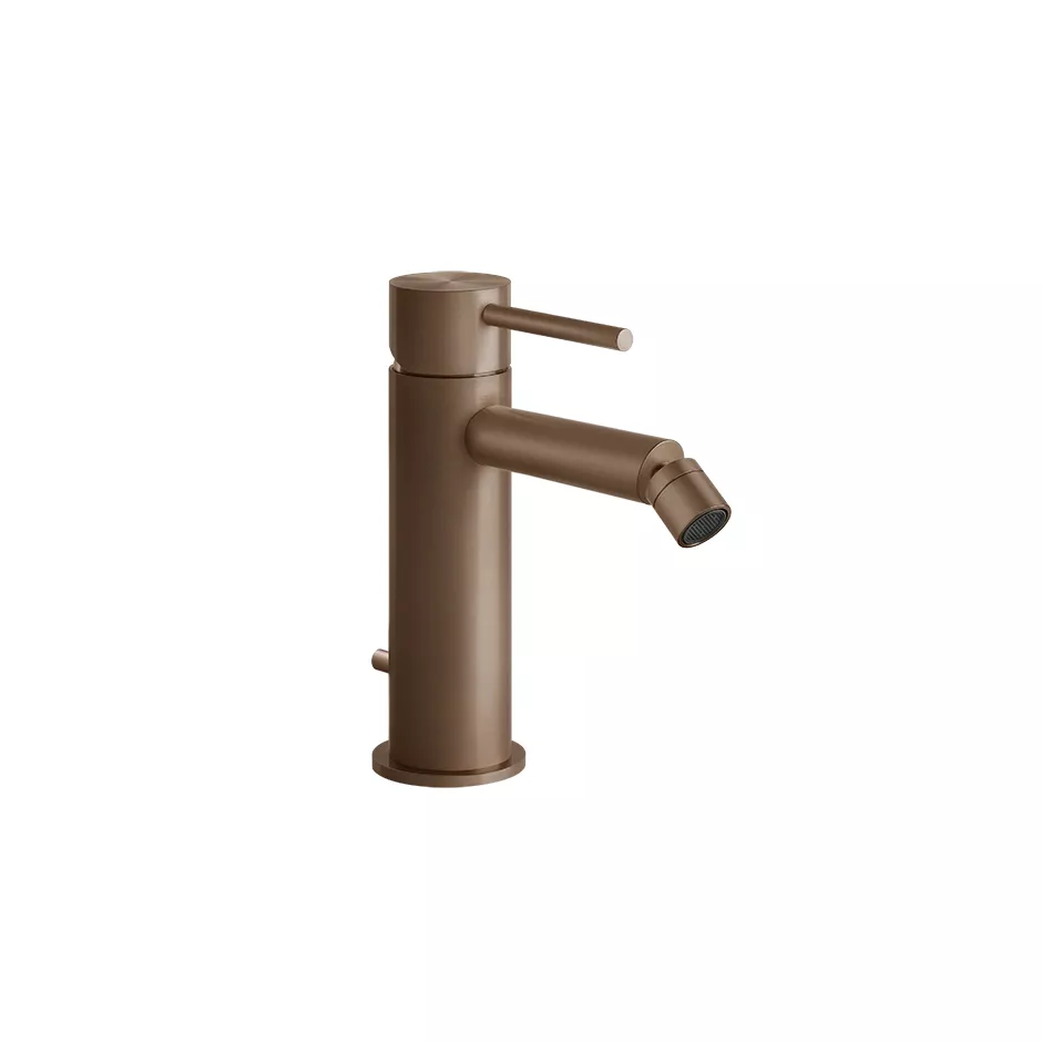 Gessi 316 FLESSA Bidet-Einhebelmischer mit Auslauf zur Tischmontage, Ausladung: 119mm, Perlator mit Kugelgelenk, mit Ablaufgarnitur, 3/8 Anschluss, Griff-Stifte für Betätigung in 32mm und 61mm enthalten, kupfer gebürstet PVD - 54007708